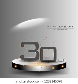 30 years anniversary design vector templates and illustrations, concepts in the future by giving a sci fi feel effect