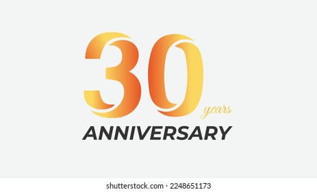 30 years anniversary design, warm colors, modern.