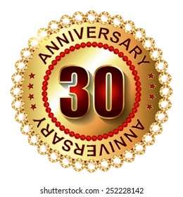 30 Years anniversary golden label. 
