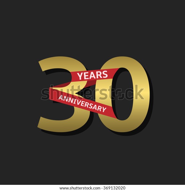 30 Years Anniversary Golden Label Red Stock Vector (Royalty Free ...