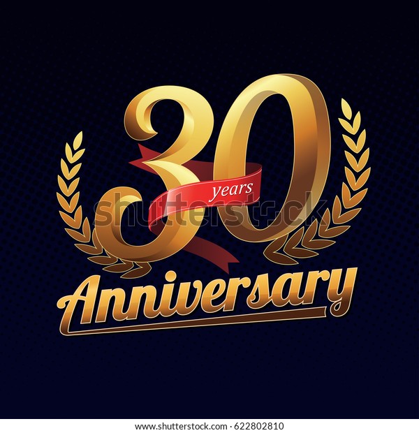 30 Years Anniversary Golden Logo Celebration Stock Vector (Royalty Free ...