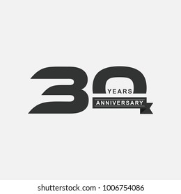 30 Years Anniversary Icon Template, Anniversary lettering in Black color. Vector EPS 10