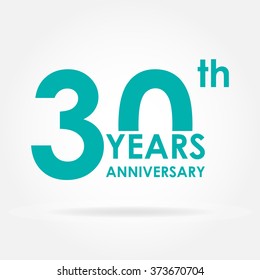 30 years anniversary icon. Template for celebration and congratulation design. Flat vector illustration of 30th anniversary label.