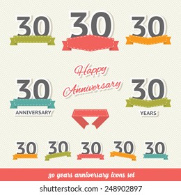 30 years anniversary icons collection