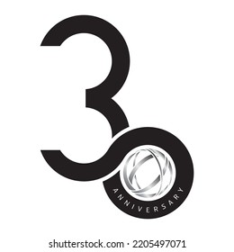 30 years anniversary infinity, design concept logo vector.