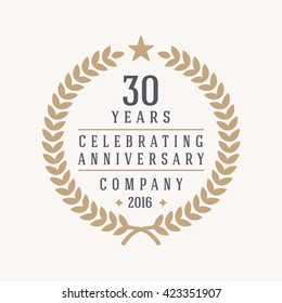 30 years Anniversary Label, Sticker or Badge on Background. Vector - illustration