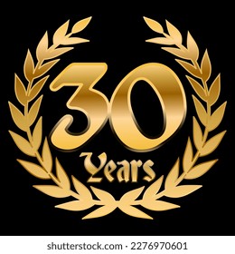 30 Years Anniversary Laurel, golden effect