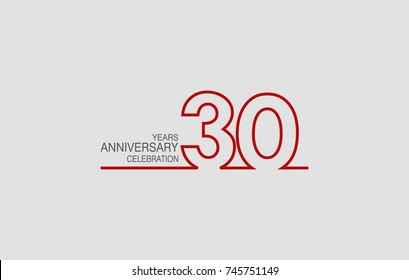 30 years anniversary linked logotype with red color isolated on white background for company celebration event