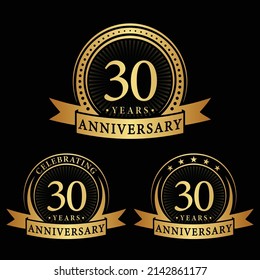 30 years anniversary logo collections. Set of 30th Anniversary logotype template. Vector and illustration.