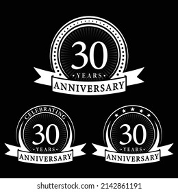 30 years anniversary logo collections. Set of 30th Anniversary logotype template. Vector and illustration.
