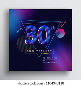 30 Years Anniversary Logo with Colorful Galactic background, Vector Design Template Elements for Invitation Card and Poster Your Birthday Celebration.