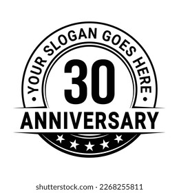 30 years anniversary logo design template. 30th anniversary celebrating logotype. Vector and illustration.