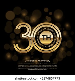 30 years anniversary logo design with gold color and double line style. Logo Vector Template