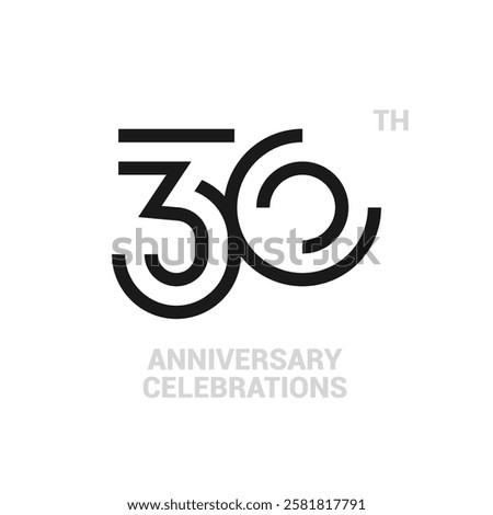30 years anniversary logo design on white background for celebration event. 30th celebration emblem.