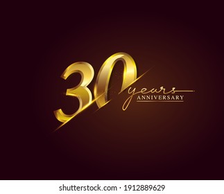 30 Years Anniversary Logo Golden Colored isolated on elegant background, vector design for greeting card and invitation card