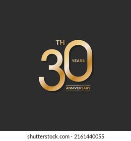 30 years anniversary logo with golden color for booklet, leaflet, magazine, brochure poster, banner, web, invitation or greeting card. Vector illustrations.