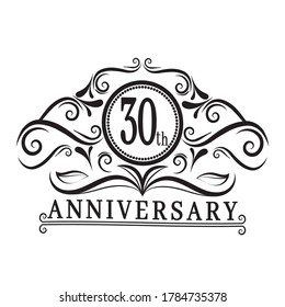 30 years Anniversary logo, luxurious 30th Anniversary design celebration black.