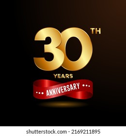 30 Years Anniversary Logo Red Ribbon Stock Vector (Royalty Free ...