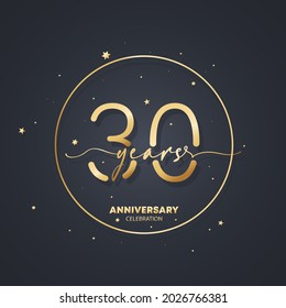 30 years anniversary logo template. 30th birthday, wedding anniversary icon. Trendy symbol image. Vector EPS 10. Isolated on background.