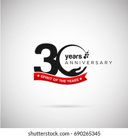 30 Years Anniversary Logo Template with ribbon