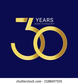 30, 30 Years Anniversary Logo, Vector Template Design element for birthday, invitation, wedding, jubilee and greeting card illustration.