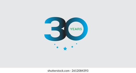 30 Years Anniversary Logo, Vector Template Design element for birthday, invitation, wedding, jubilee and greeting card