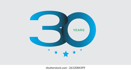 30 Years Anniversary Logo, Vector Template Design element for birthday, invitation, wedding, jubilee and greeting card