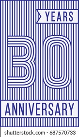 30 years anniversary logo. Vector and illustration. Line art anniversary design template.