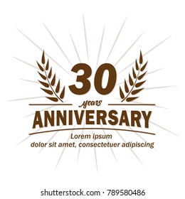 30 years anniversary logo. Vector and illustration.