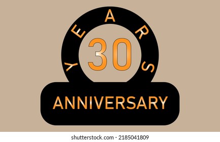 30 years anniversary logo.Golden gradient colored vector design for celebration.