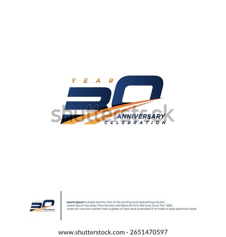 30 Years Anniversary logotype design flat style design template. Vector illustration