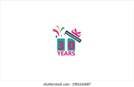 30 years anniversary logotype with multiple line style gift for celebration event greeting card invitation and wedding celebration icon design logo
 svg