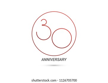 30 Years Anniversary logotype with rounded and simple red colored font numbers isolated on white background for company celebration event, birthday