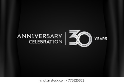  30 Years Anniversary Logotype with   Silver Multi Linear Number Isolated on Dark Background