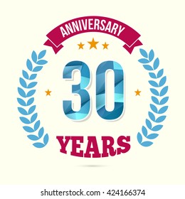 30 Years Anniversary with Low Poly Design and Laurel Ornaments