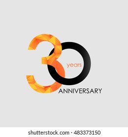 30 Years Anniversary with Low Poly Design, colored with geometric style
