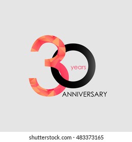 30 Years Anniversary with Low Poly Design, colored with geometric style
