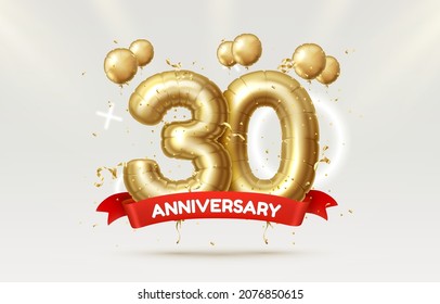 30 years anniversary of the person's birthday, balloons in the form of numbers of the year. Vector illustration