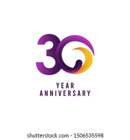 30 Years Anniversary Purple Vector Template Design Illustration