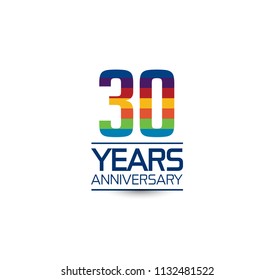 30 years anniversary rainbow color style simple design with white background for company celebration event