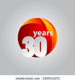 30 Years Anniversary Red Ball Vector Template Design Illustration