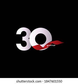 30 Years Anniversary Ribbon Celebration Vector Template Design Illustration