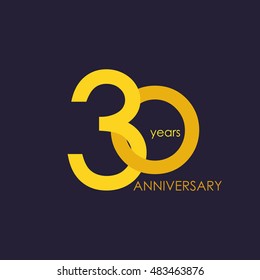 30 years anniversary, signs, symbols, which is yellow with flat design style