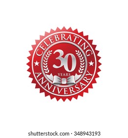 30 years anniversary silver red badge logo