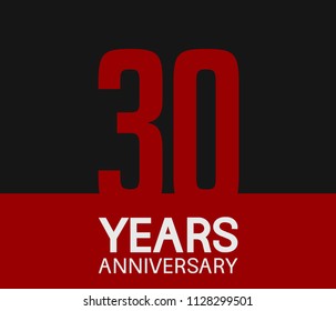 30 years anniversary simple design red number on black background for celebration template