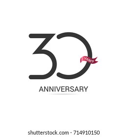 30 Years  Anniversary Simple Logo Celebration Isolated on White Background