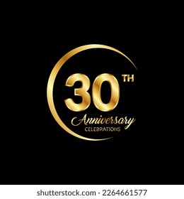 30 years anniversary. Anniversary template design concept with golden number , design for event, invitation card, greeting card, banner, poster, flyer, book cover and print. Vector Eps10