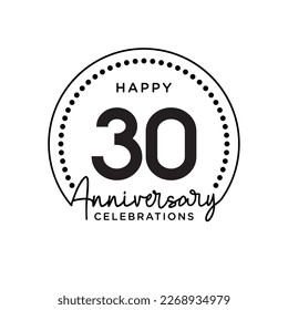 30 Jahre Jubiläum. Jubiläum Template Design Konzept, einfarbig, Design für Veranstaltung, Einladungskarte, Grußkarte, Banner, Poster, Flyer, Buchumschlag und Druck. Vektorgrafik-EPS10