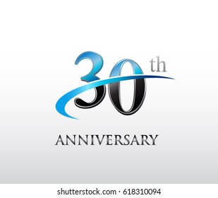 30 years anniversary Template logo with swoosh