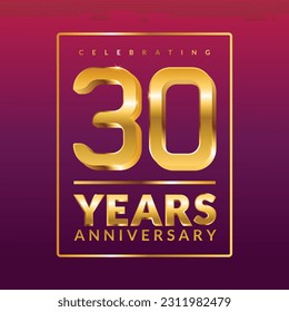 Plantilla de banner vectorial de 30 años.cartel de celebración de cumpleaños con números de oro 